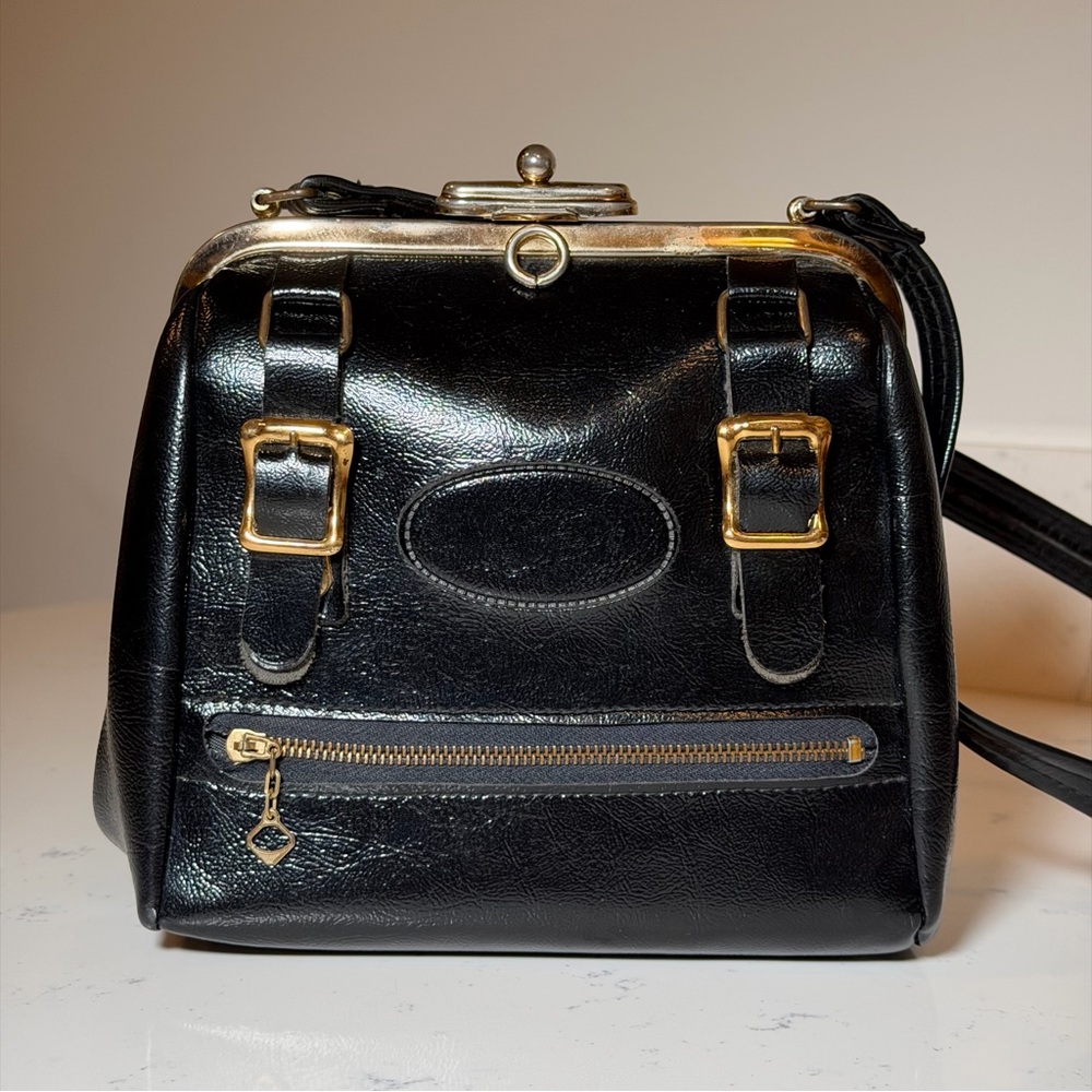 Vintage Black Leather Frame Bag – JR Canada